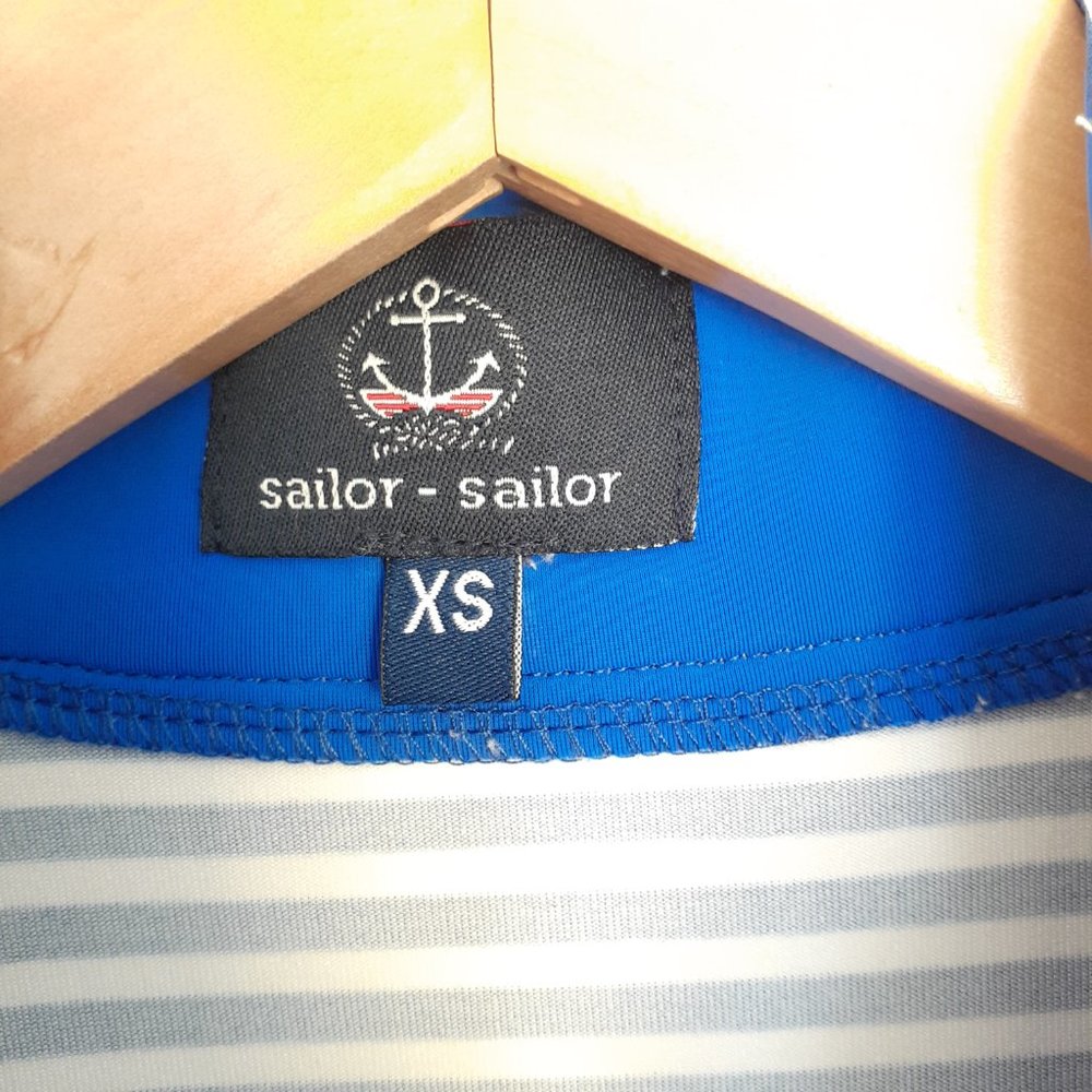 Sailor Sailor Sleeveless 1/4 Zip Striped Dress with Pockets Blue White Size XS - Picture 3 of 12